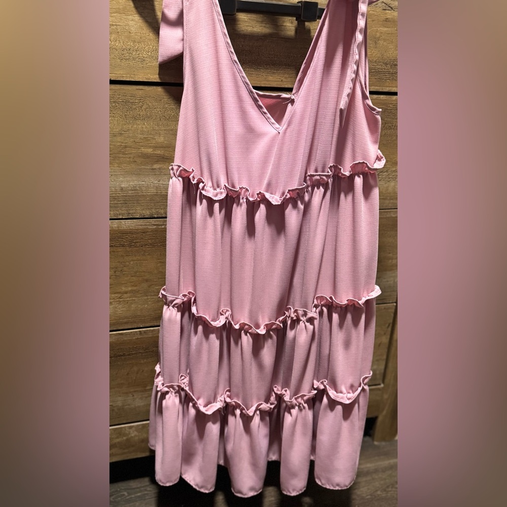 Pink Ruffle Sleeveless Dress